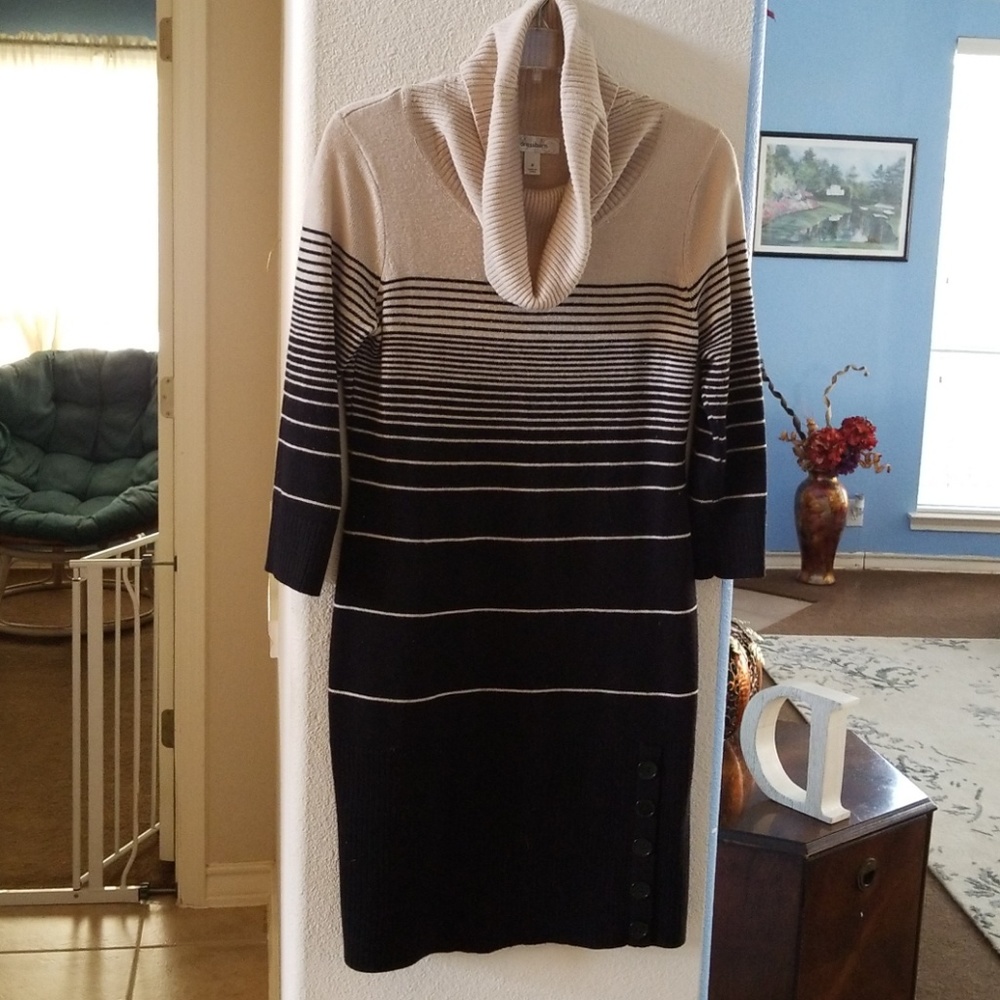 Cowl neck sweater dress